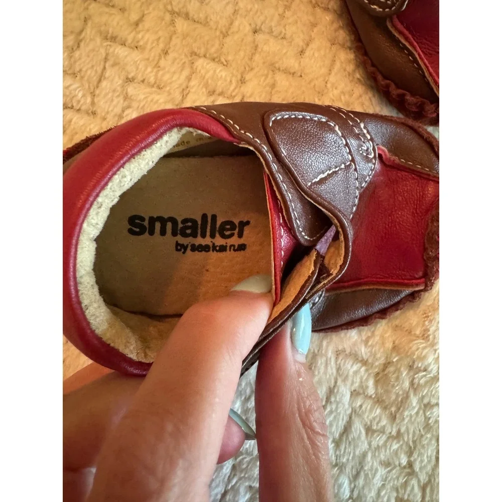 Smaller by See Kai Run Baby Boys Brown Red Leather Crib Shoes‎ 9-12 Months